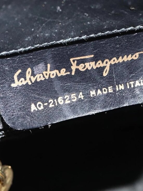 Salvatore Ferragamo Vala Vala Backpack Suede Black Gold Auth 133755 main image 9